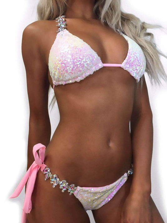 Women’s Gradient Rhinestone Sequin Bikini Swimsuit, Aurielle Collection