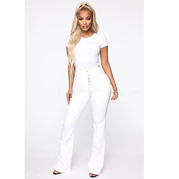 Plus Size High Waist Patch Pocket Denim Jeans, Aurielle Collection