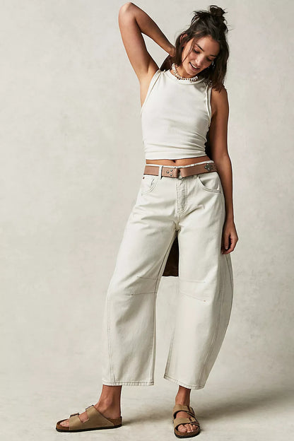 High Stretch Wide Leg Barrel Denim Jeans for Women, Aurielle Collection