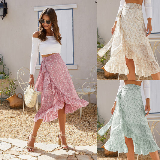 High Waist Floral Wrap Split Skirt for Women Summer Fashion, Lunara