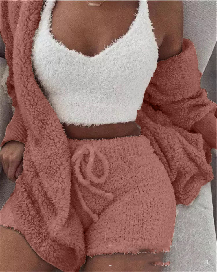 Women’s 3-Piece Plush Home Loungewear Set, Aurielle Collection