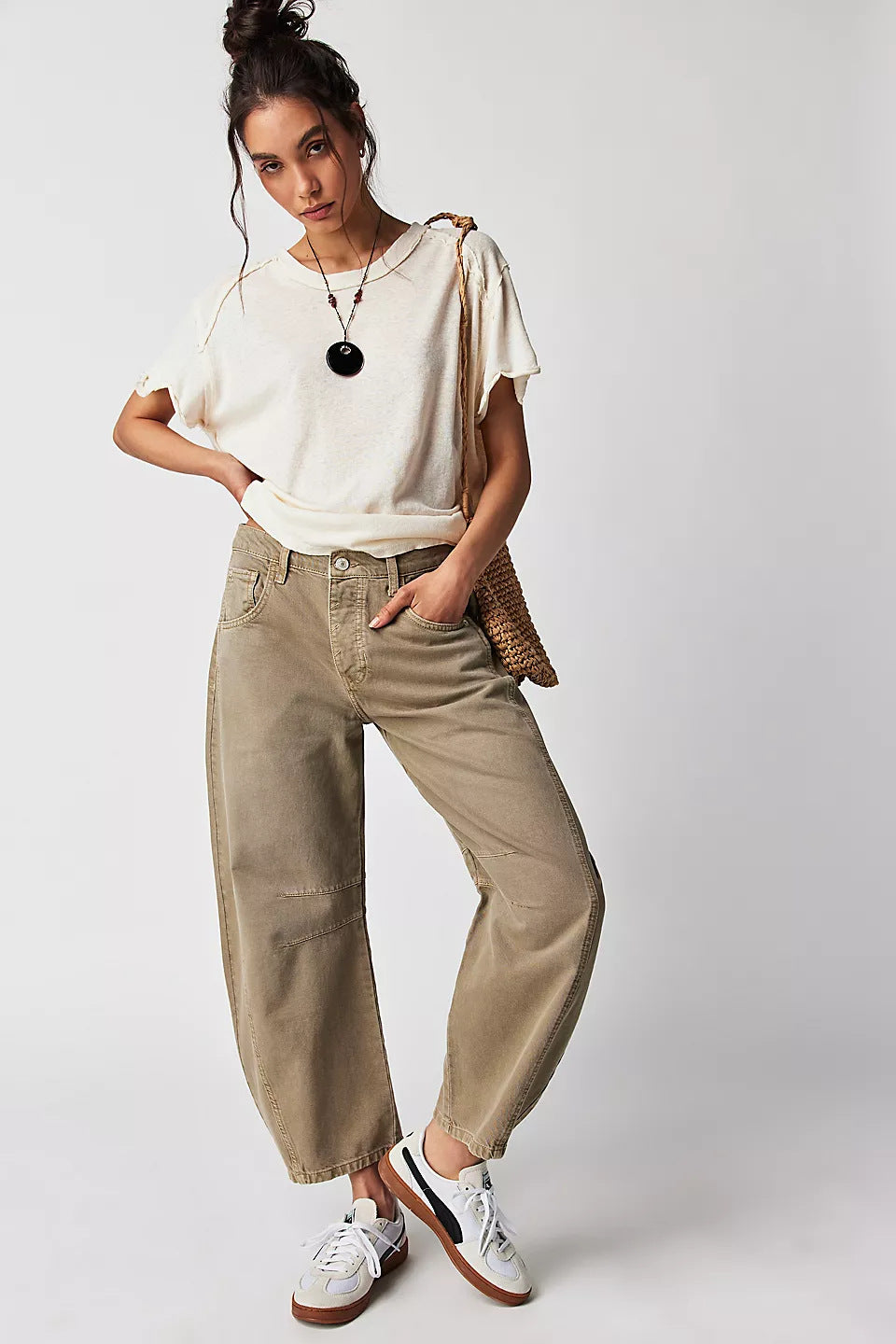 High Stretch Wide Leg Barrel Denim Jeans for Women, Aurielle Collection