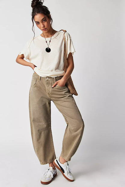 High Stretch Wide Leg Barrel Denim Jeans for Women, Aurielle Collection