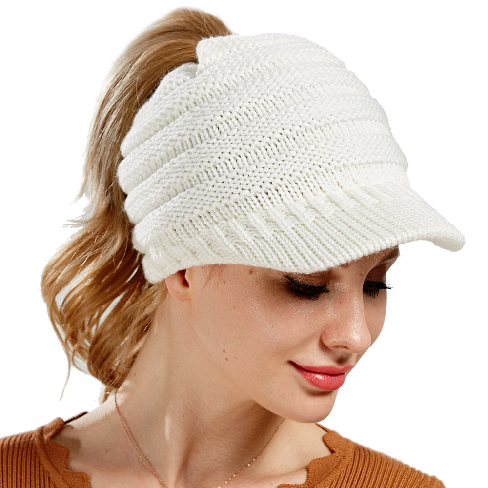 Women’s Ponytail Beanie Winter Knitted Warm Hat, Aurielle Collection