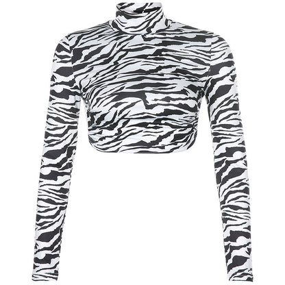Women’s Zebra Print Backless Crop Top Streetwear, Aurielle Collection