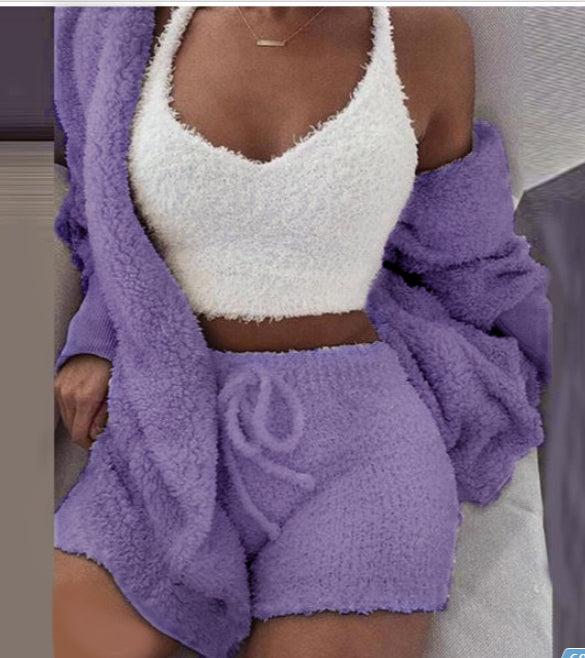 Women’s 3-Piece Plush Home Loungewear Set, Aurielle Collection