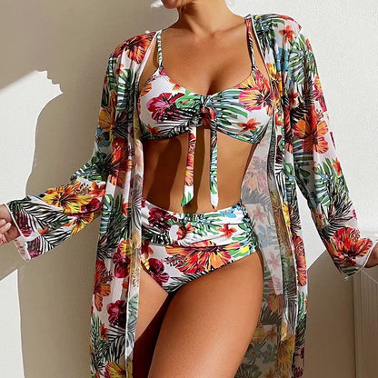 Women’s Plus Size Split Bikini Cover Up Blouse Set, Aurielle Collection