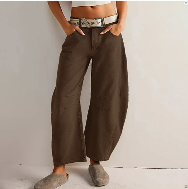 High Stretch Wide Leg Barrel Denim Jeans for Women, Aurielle Collection