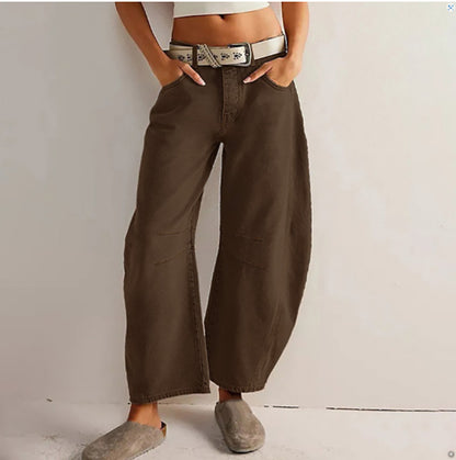 High Stretch Wide Leg Barrel Denim Jeans for Women, Aurielle Collection