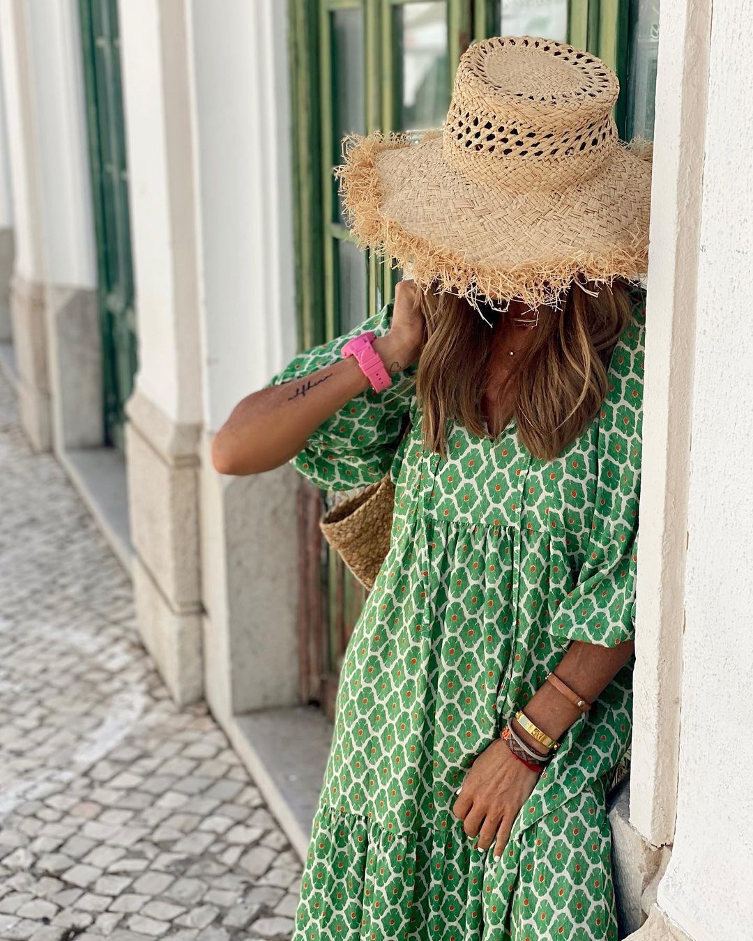 Women’s Bohemian Vintage Printed V-Neck Summer Dress, Aurielle Collection
