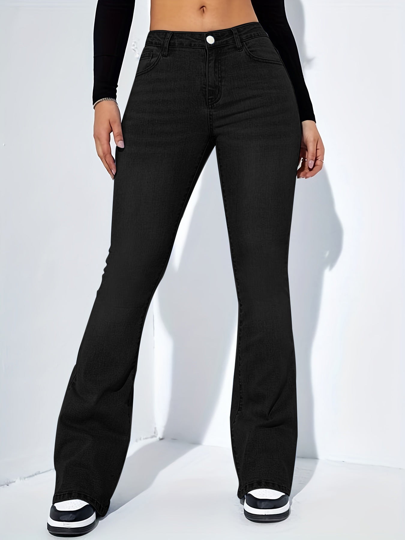 Women’s High Waist Flared Slim Fit Stretch Jeans, Aurielle Collection