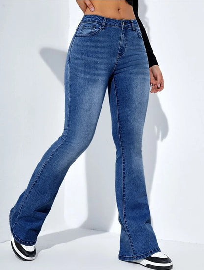 Women’s High Waist Flared Slim Fit Stretch Jeans, Aurielle Collection