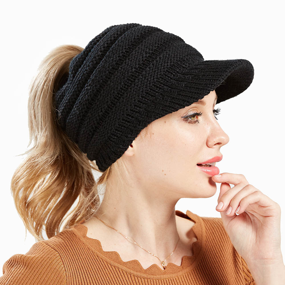 Women’s Ponytail Beanie Winter Knitted Warm Hat, Aurielle Collection