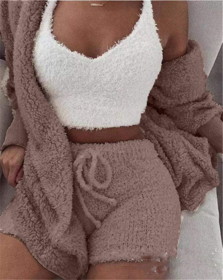 Women’s 3-Piece Plush Home Loungewear Set, Aurielle Collection
