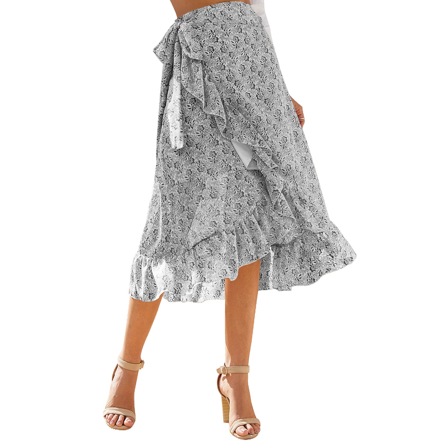 High Waist Floral Wrap Split Skirt Summer Fashion, Aurielle Collection
