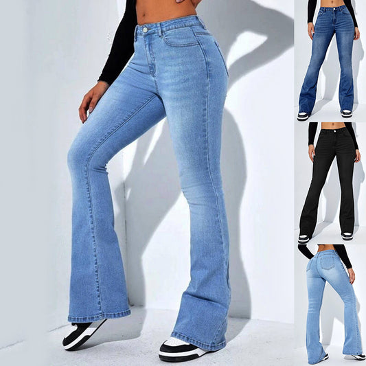 Women’s High Waist Flared Slim Fit Stretch Jeans, Aurielle Collection