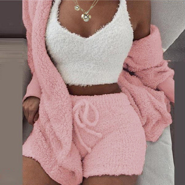 Women’s 3-Piece Plush Home Loungewear Set, Aurielle Collection