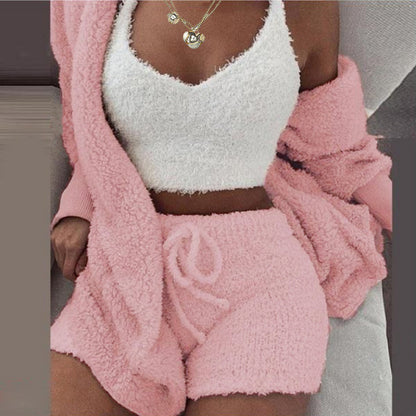 Women’s 3-Piece Plush Home Loungewear Set, Aurielle Collection