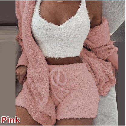 Women’s 3-Piece Plush Home Loungewear Set, Aurielle Collection