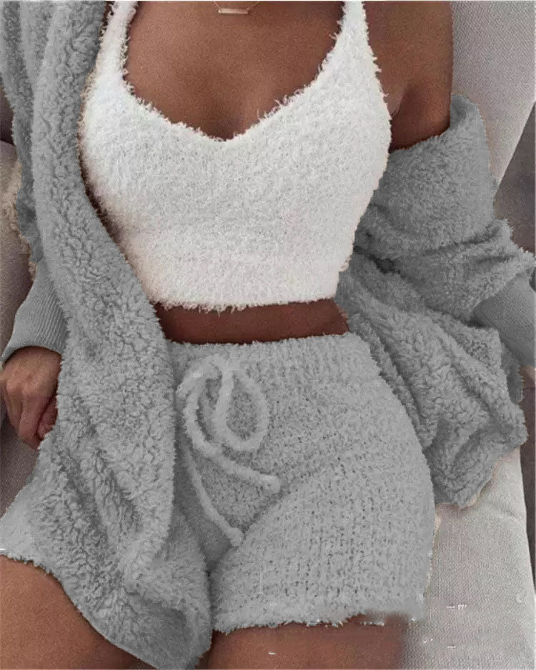 Women’s 3-Piece Plush Home Loungewear Set, Aurielle Collection