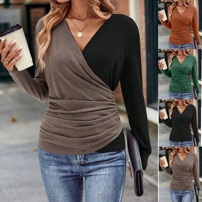 Ladies Slim Waist Pleated Collar Fashion Top, Aurielle Collection