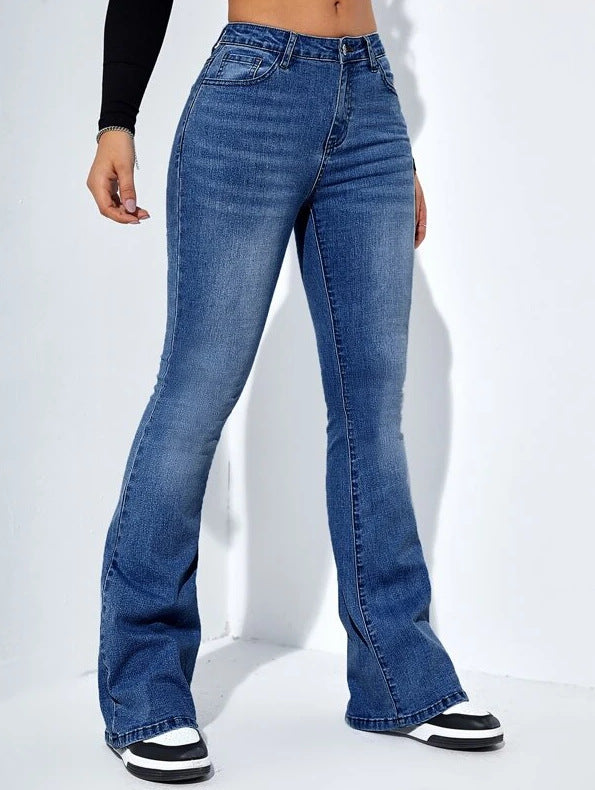 Women’s High Waist Flared Slim Fit Stretch Jeans, Aurielle Collection