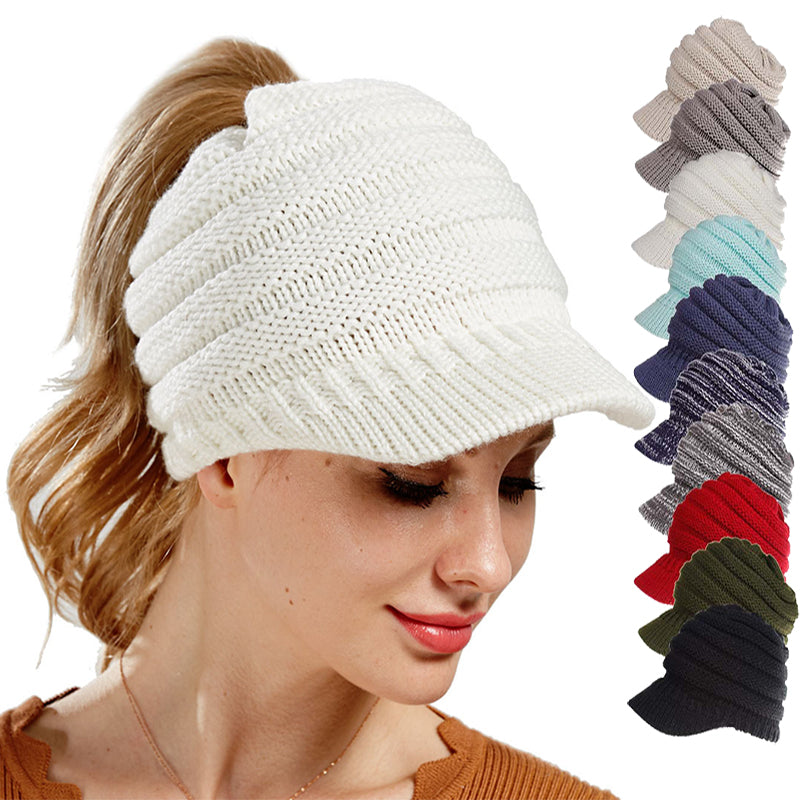 Women’s Ponytail Beanie Winter Knitted Warm Hat, Aurielle Collection
