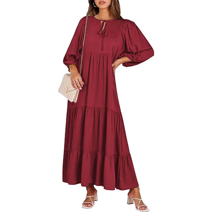 Women’s Bohemian Vintage Printed V-Neck Summer Dress, Aurielle Collection