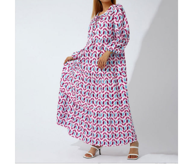 Women’s Bohemian Vintage Printed V-Neck Summer Dress, Aurielle Collection