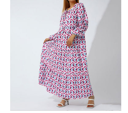 Women’s Bohemian Vintage Printed V-Neck Summer Dress, Aurielle Collection