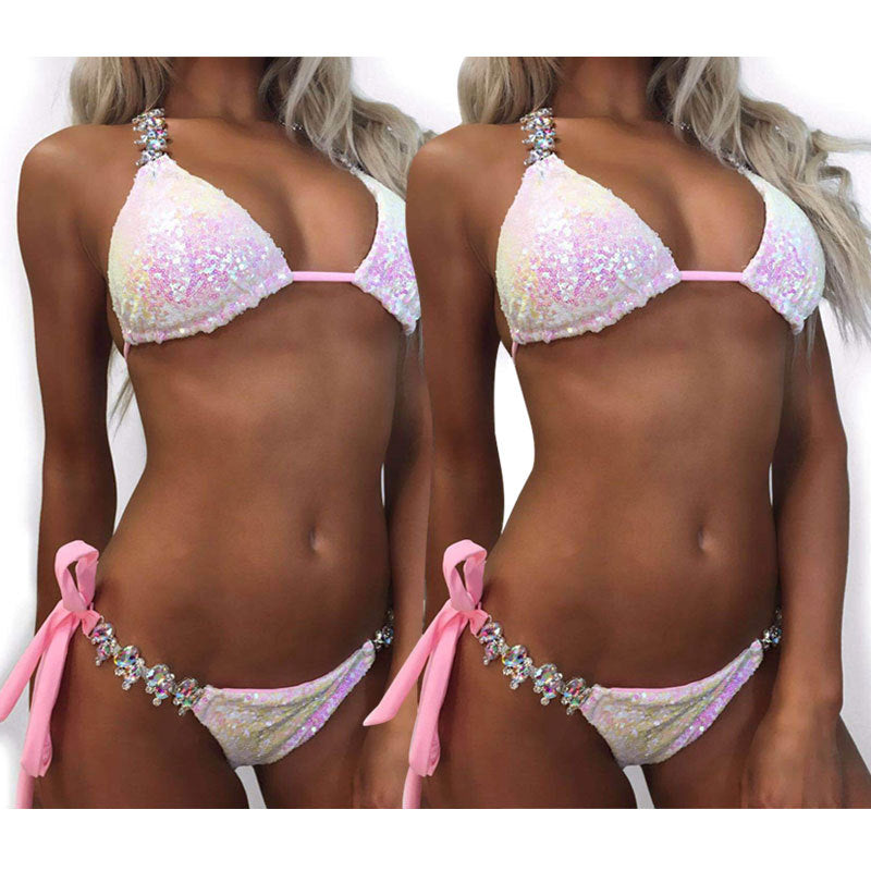 Women’s Gradient Rhinestone Sequin Bikini Swimsuit, Aurielle Collection