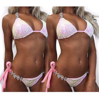 Women’s Gradient Rhinestone Sequin Bikini Swimsuit, Aurielle Collection