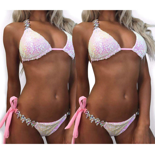 Women’s Gradient Rhinestone Sequin Bikini Swimsuit, Aurielle Collection