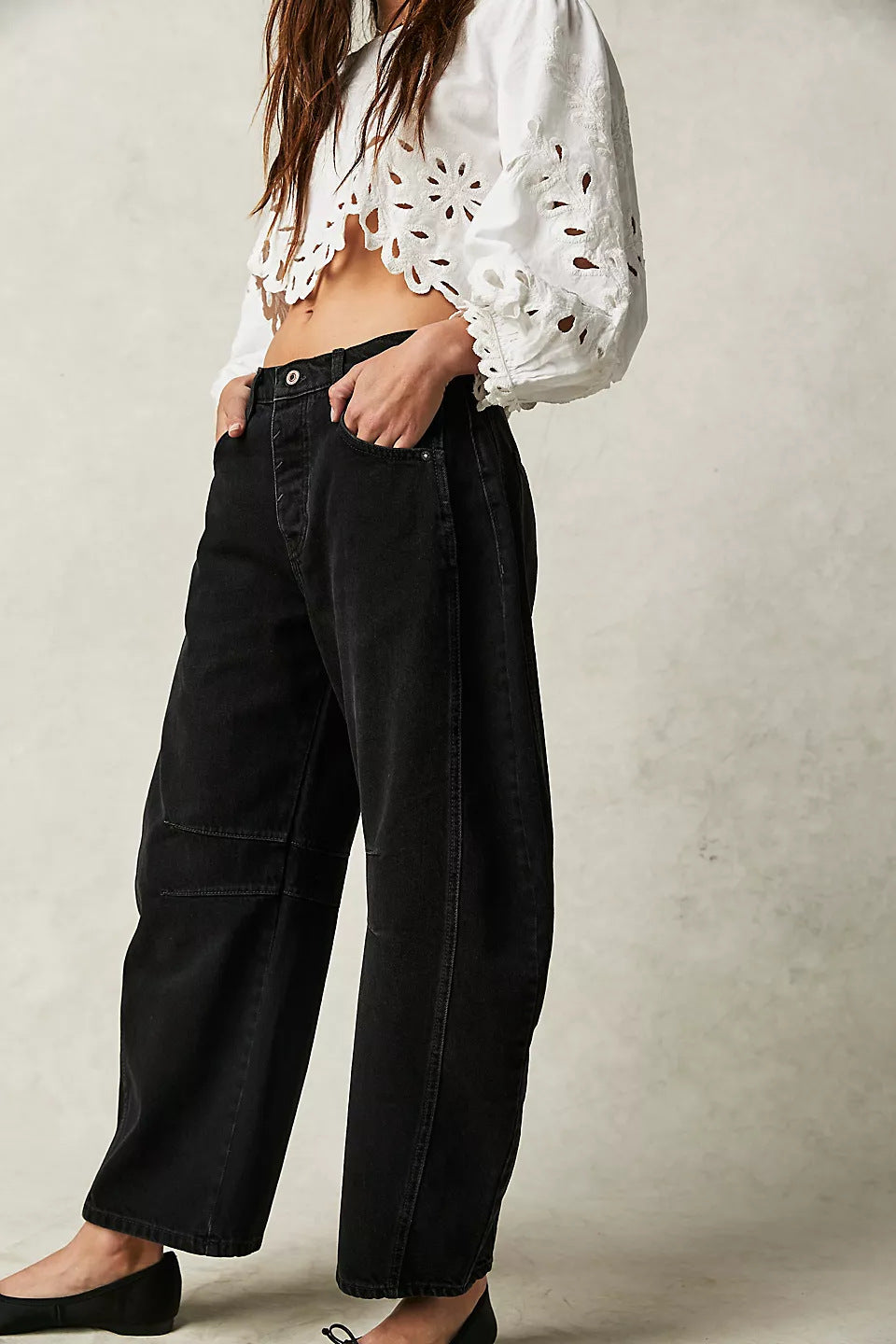High Stretch Wide Leg Barrel Denim Jeans for Women, Aurielle Collection